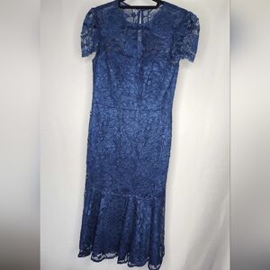 Gal Meets Glam Blue Lace Cocktail Dress Size 6 Wedding Guest Romantic